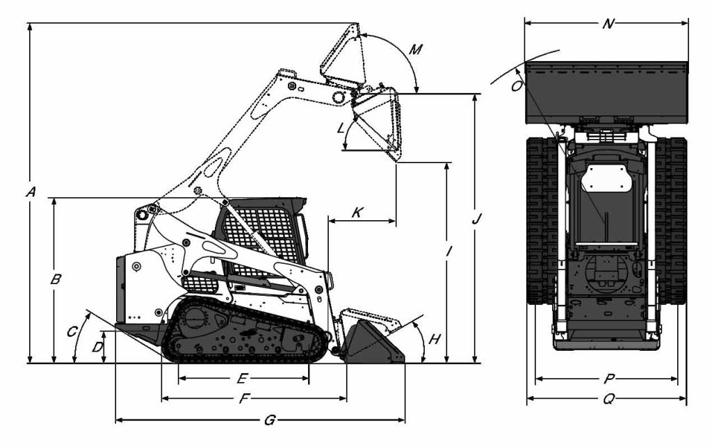 skid steer dimensions